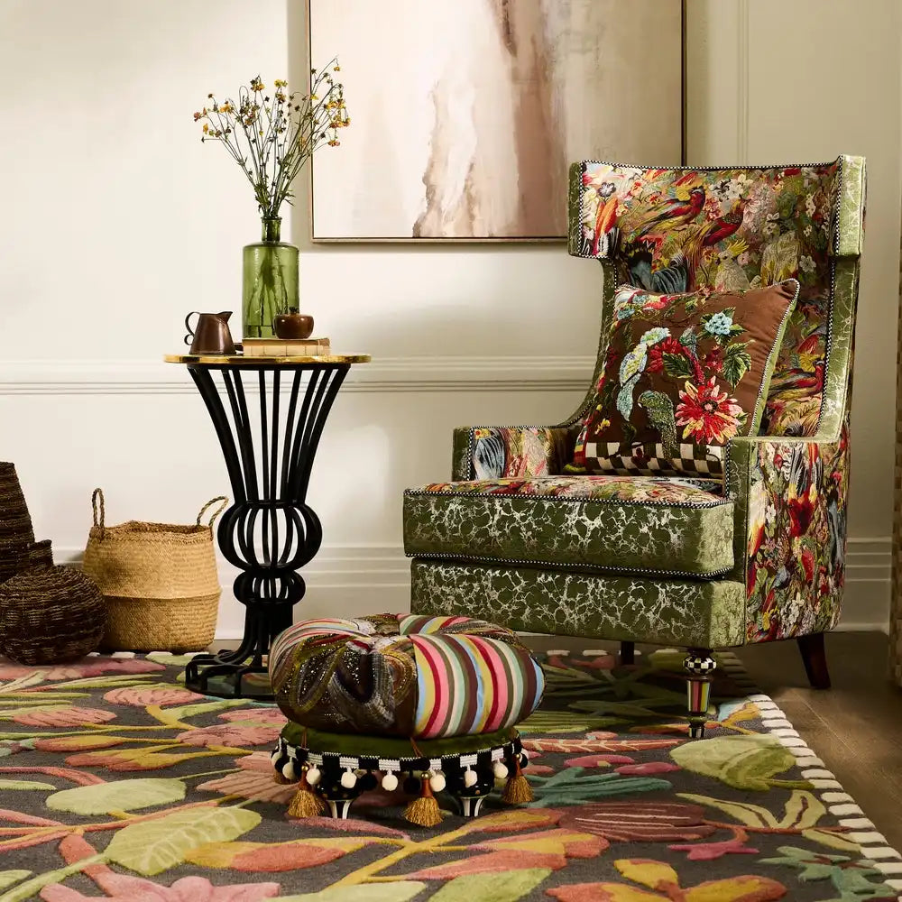 Mocha Check Pedestal Accent Table