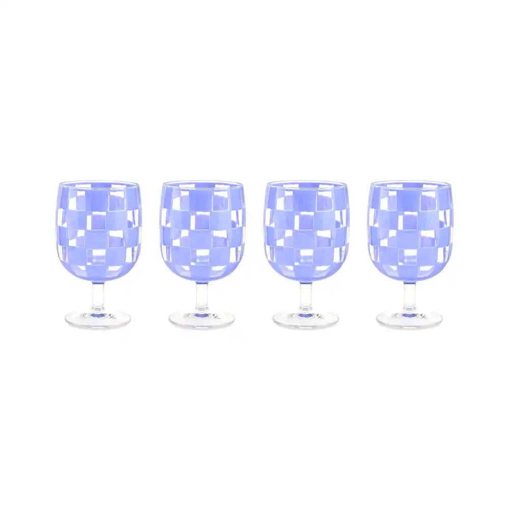 Black Check Acrylic Tumblers, Set of 4
