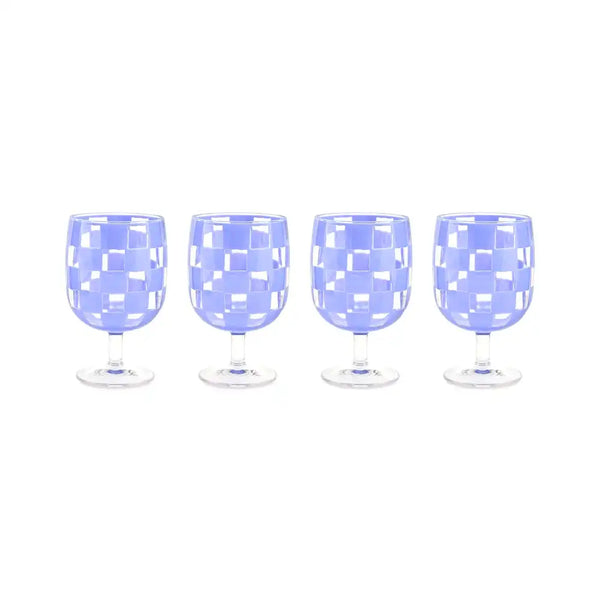 Black Check Acrylic Tumblers, Set of 4