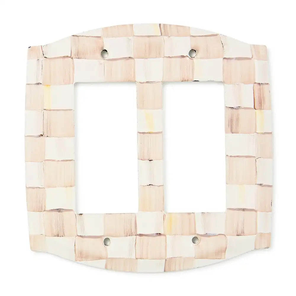 Mocha Check Double Outlet Cover
