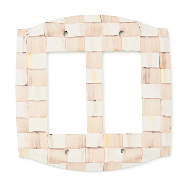 Mocha Check Double Outlet Cover