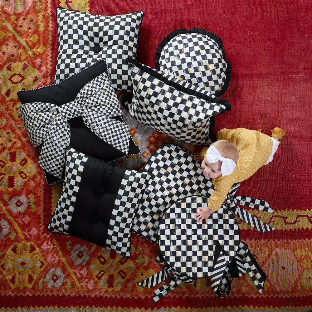 Mocha Check Chair Cushion