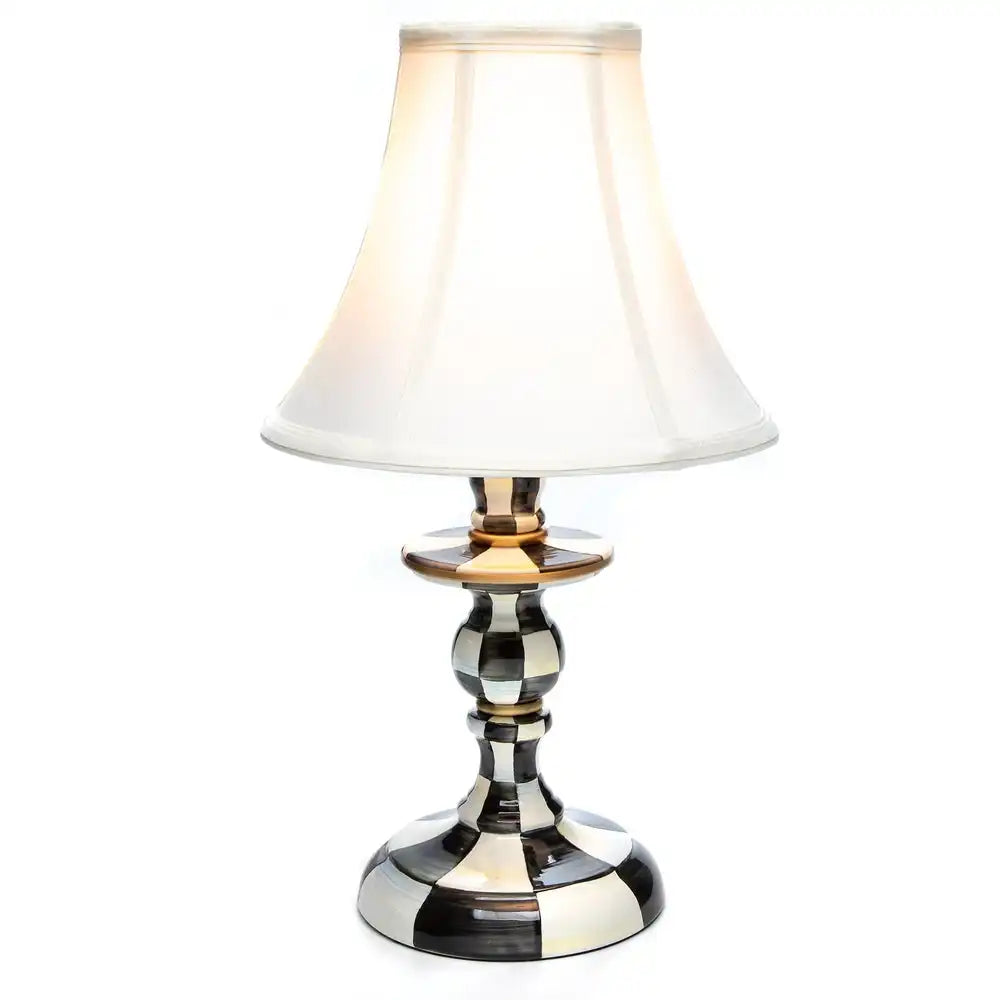 Emerald Check Candlestick Lamp