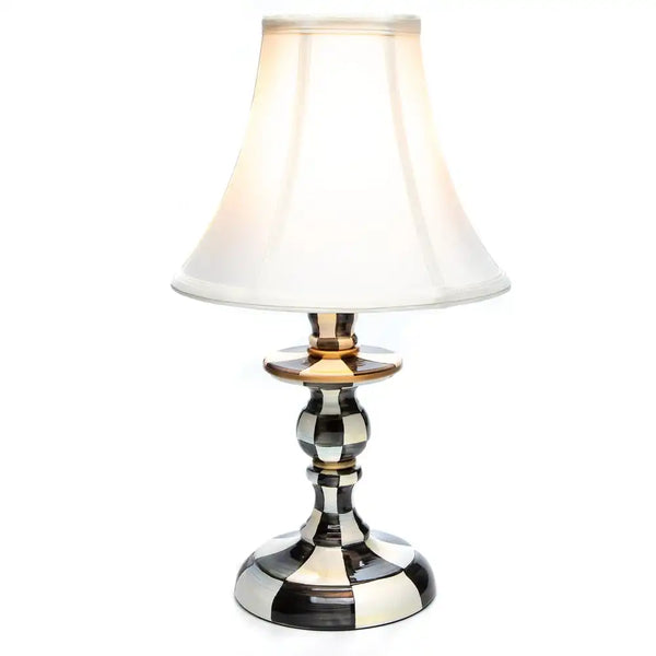 Emerald Check Candlestick Lamp