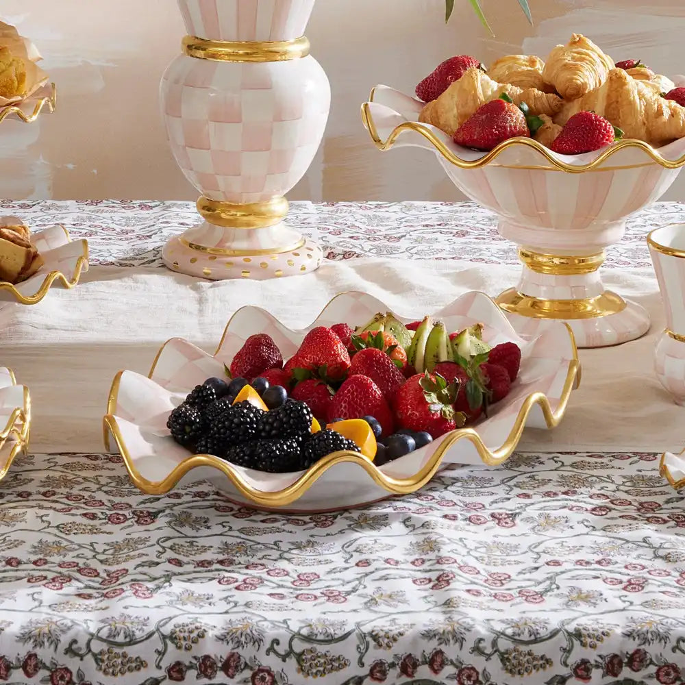 Mocha Check Ceramic Large Serving Platter
