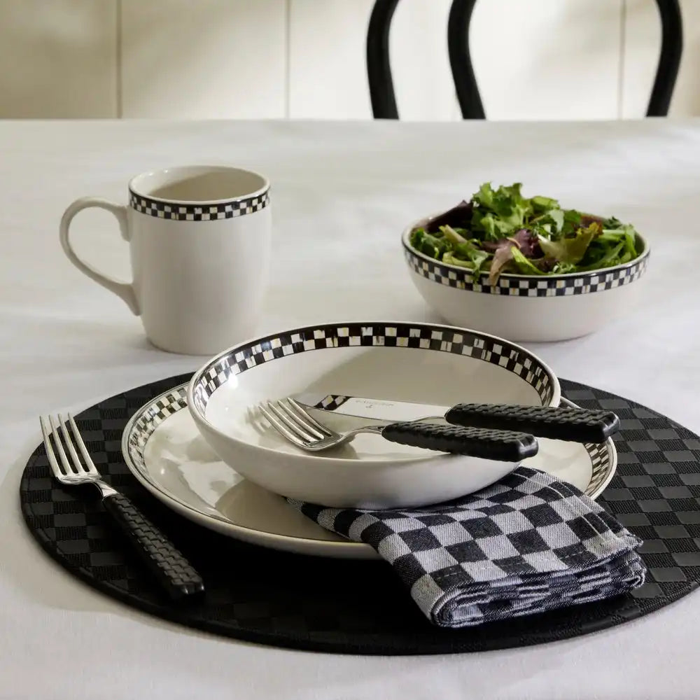Black Check Faux Leather Placemat