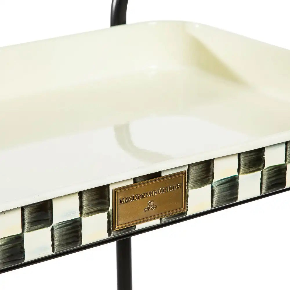Mocha Check 3-Tier Kitchen Cart