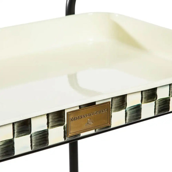 Mocha Check 3-Tier Kitchen Cart