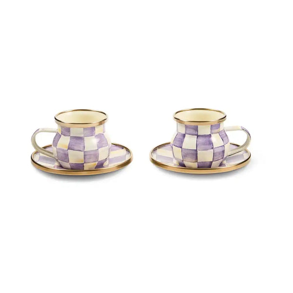 Sky Check Espresso Cup & Saucer Set