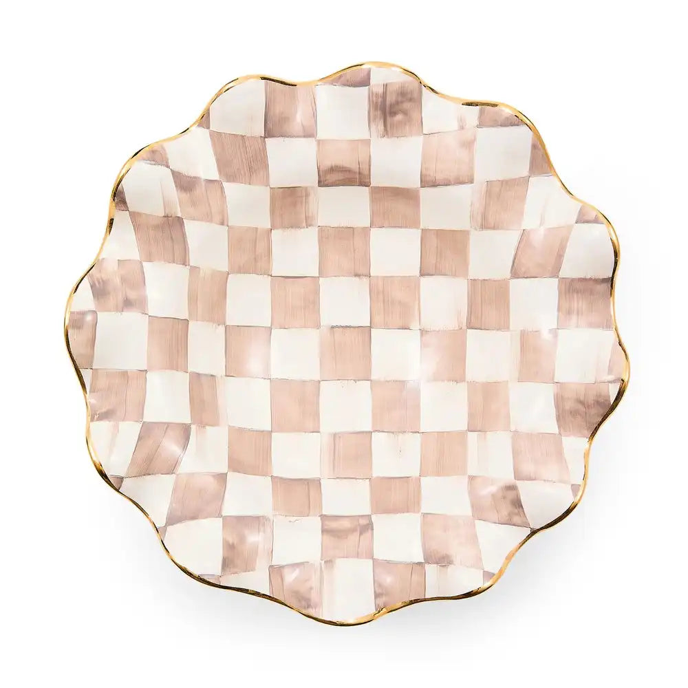 Rosy Check Medium Ceramic Fluted Serving Bowl