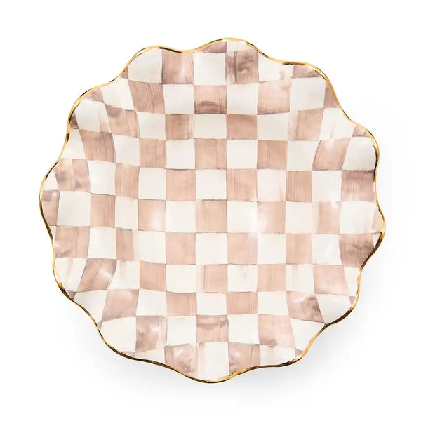 Rosy Check Medium Ceramic Fluted Serving Bowl