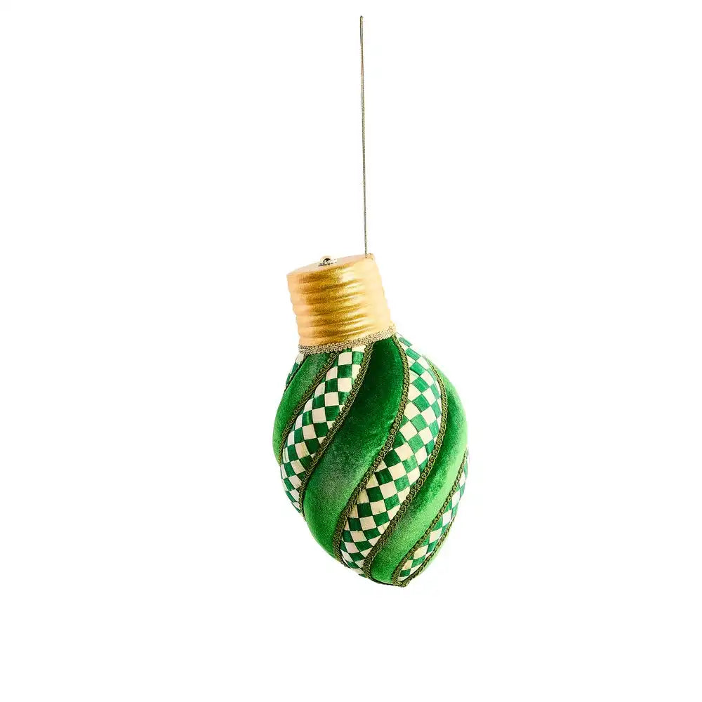 Check It Out Green Check Lightbulb Fabric Ornament Secondary image