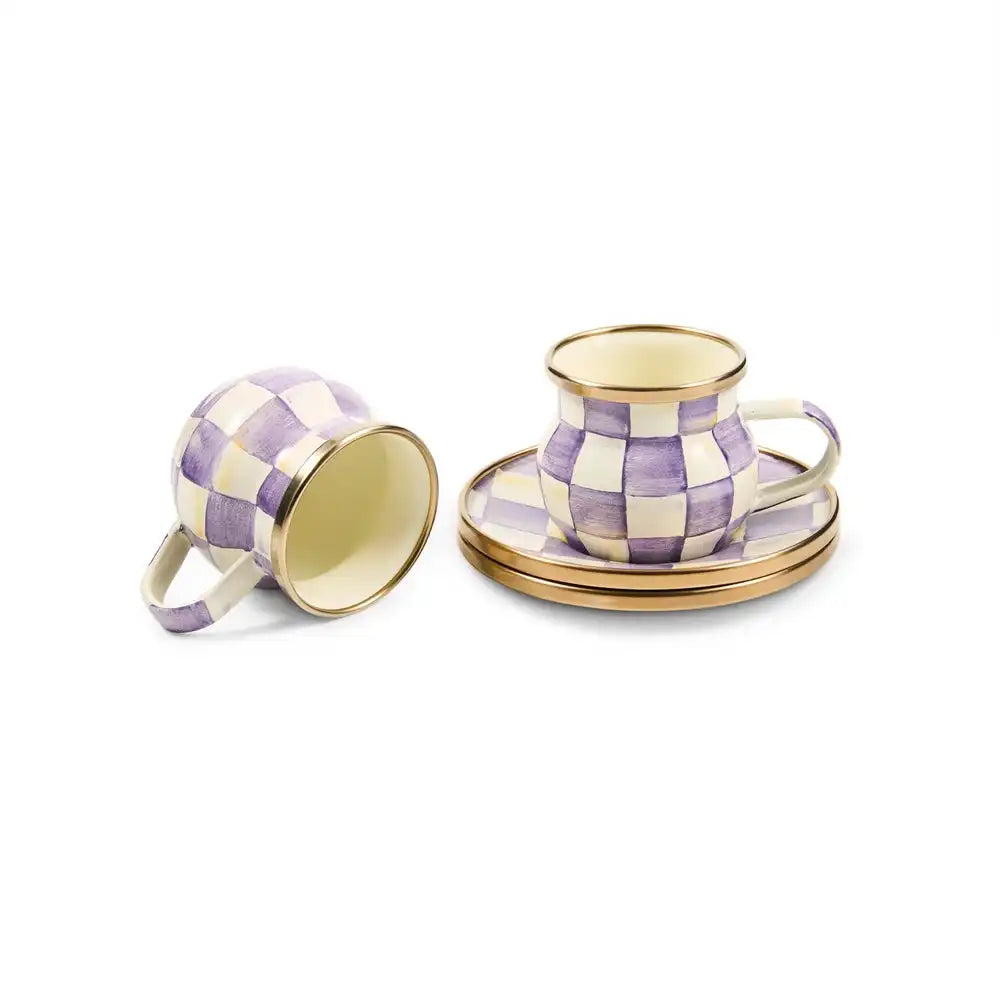 Sky Check Espresso Cup & Saucer Set