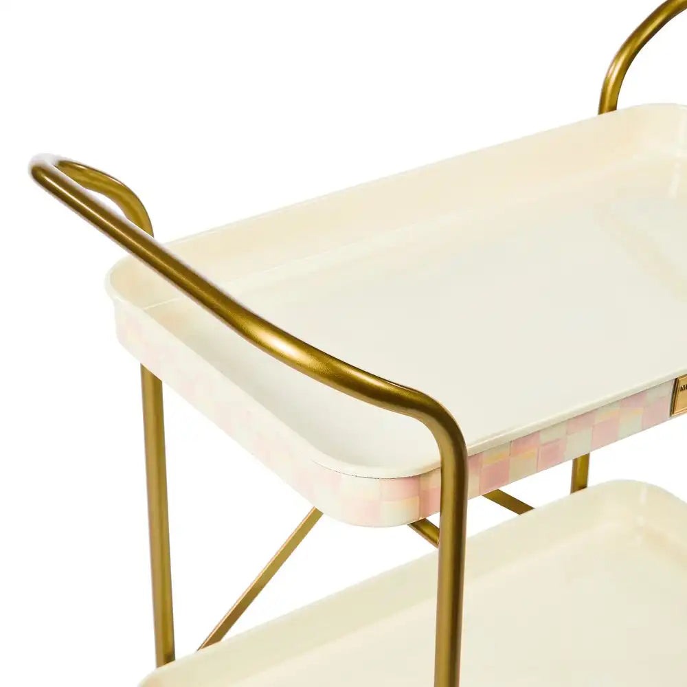 Mocha Check 3-Tier Kitchen Cart