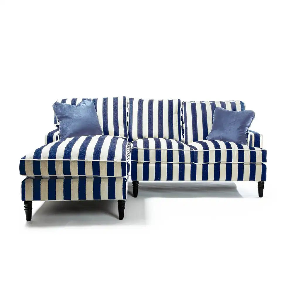 Marquee Navy Stripe 2-Piece Right Arm Chaise Sectional
