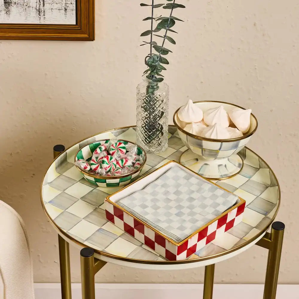Mocha Check Cocktail Napkin Holder