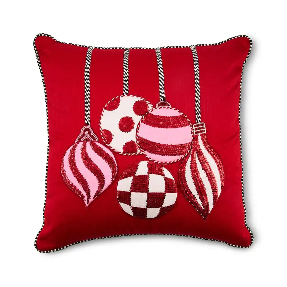 Red Ornaments Throw Pillow Main image