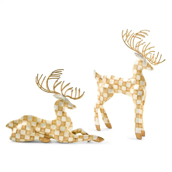Mocha Check Capiz Deer, Set of 2