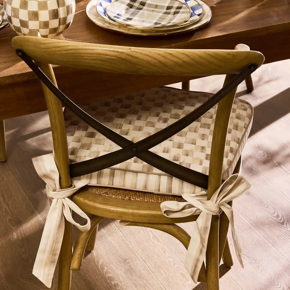 Mocha Check Chair Cushion