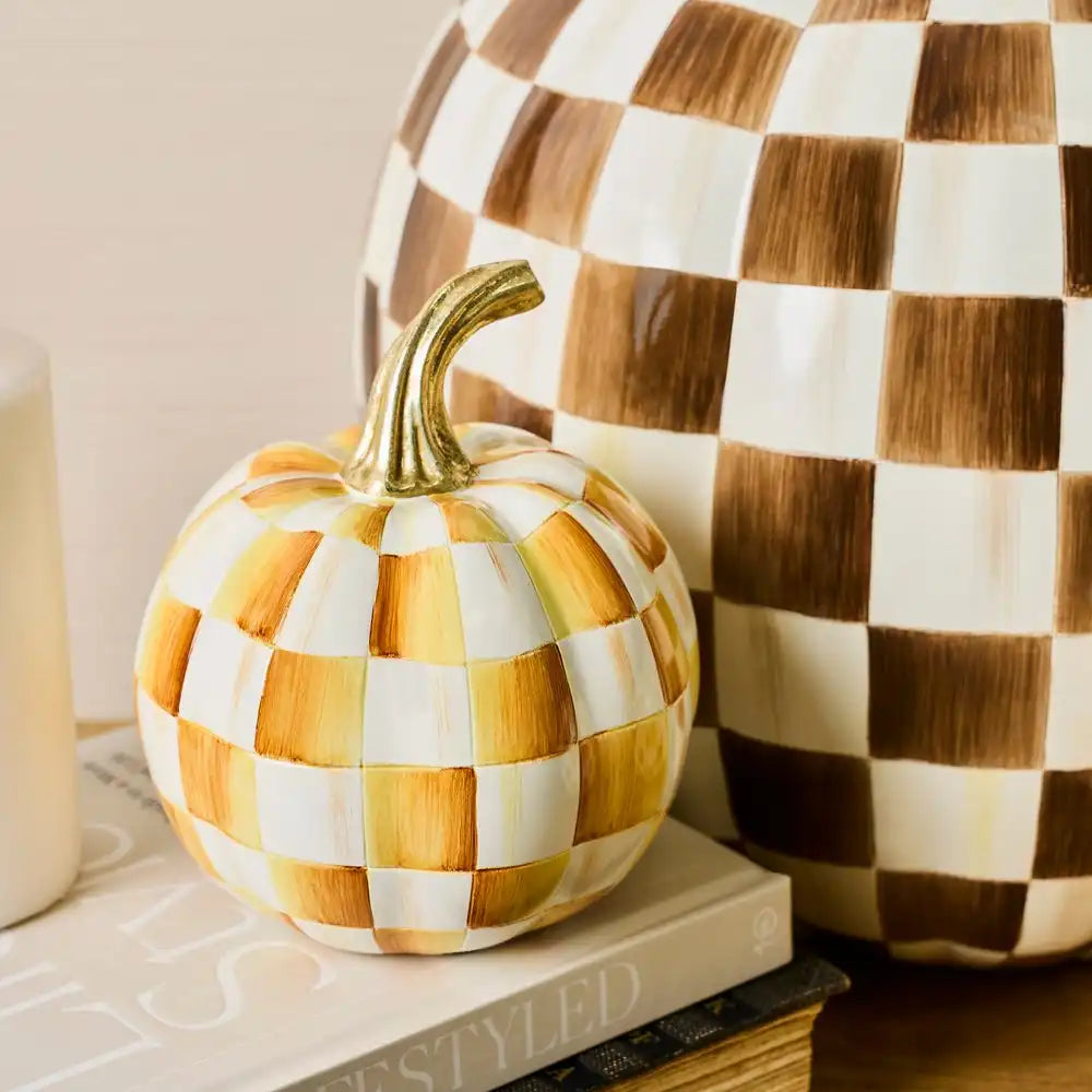 Mocha Check Mini Pumpkin