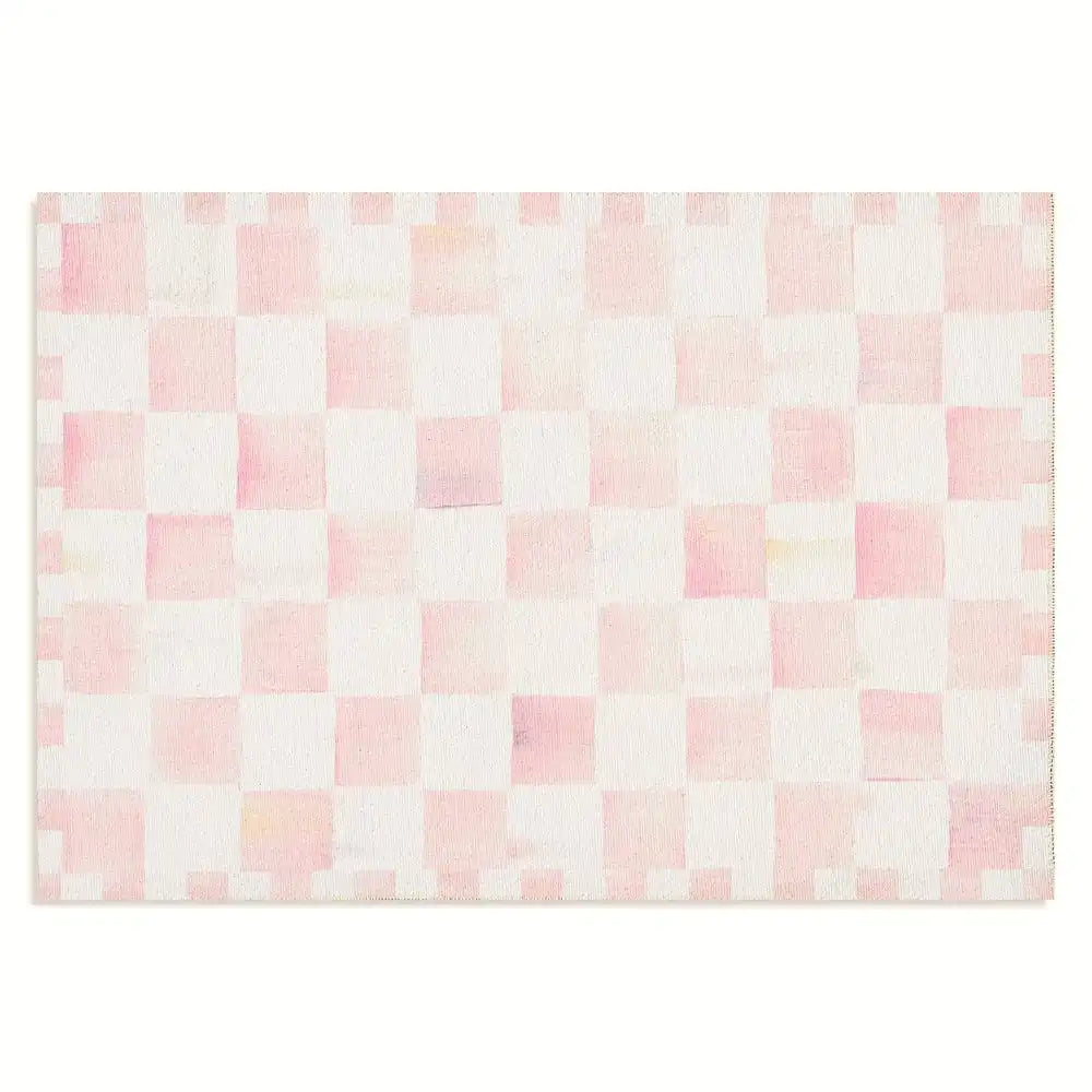 Rosy Checkered 3' x 5' Washable Rug