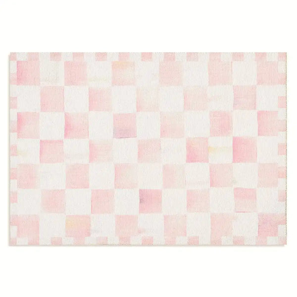 Rosy Checkered 3' x 5' Washable Rug
