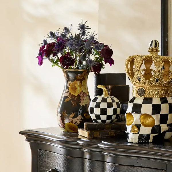 Mocha Check Tall Vase
