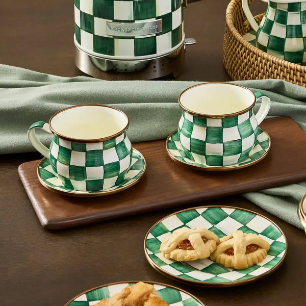 Sky Check Espresso Cup & Saucer Set