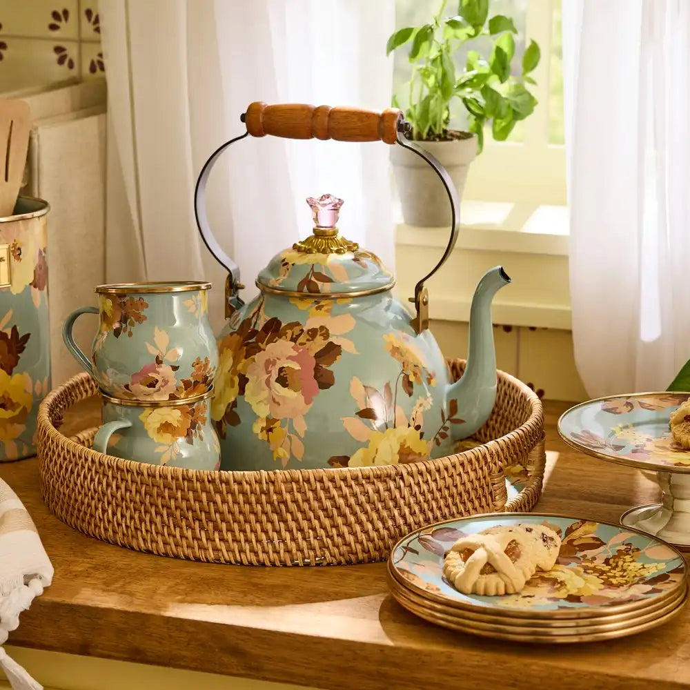 Rosy English Garden 2 Quart Tea Kettle