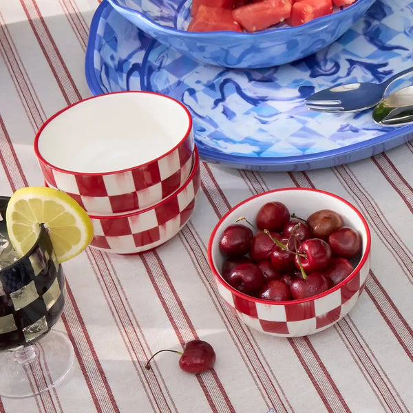 Cherry Check Salad Plates, Set of 4