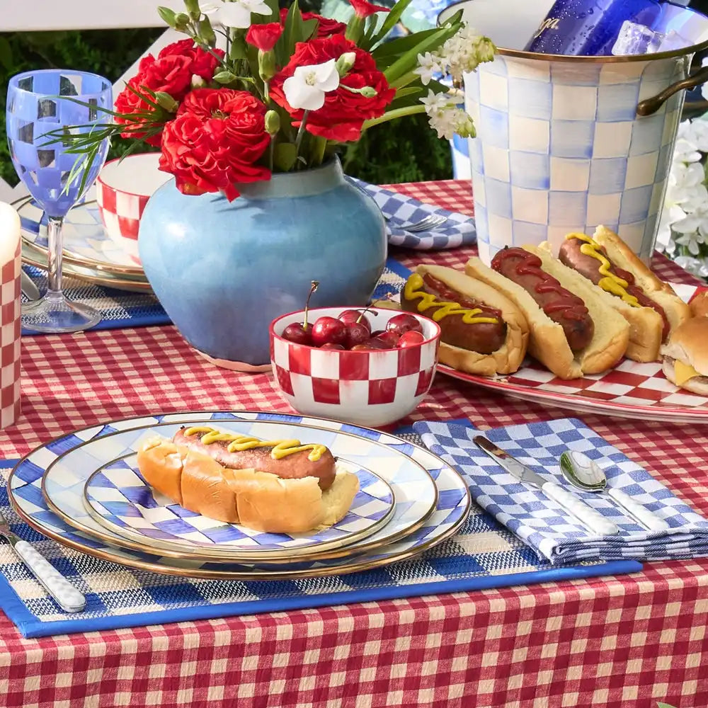 Cherry Check Salad Plates, Set of 4