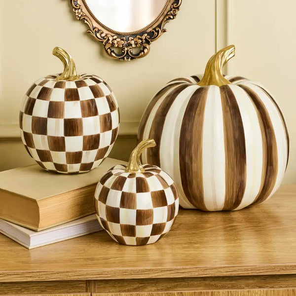 Mocha Check Mini Pumpkin