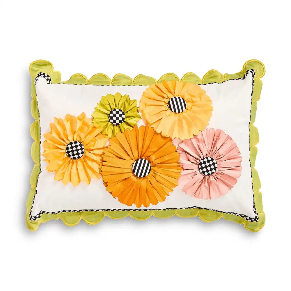 Spring Bouquet Scalloped Lumbar Pillow