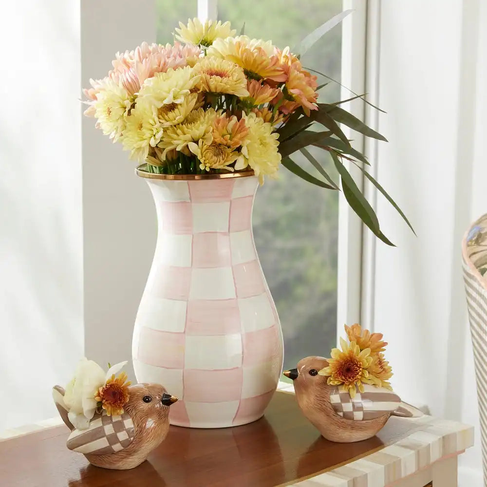 Mocha Check Tall Vase
