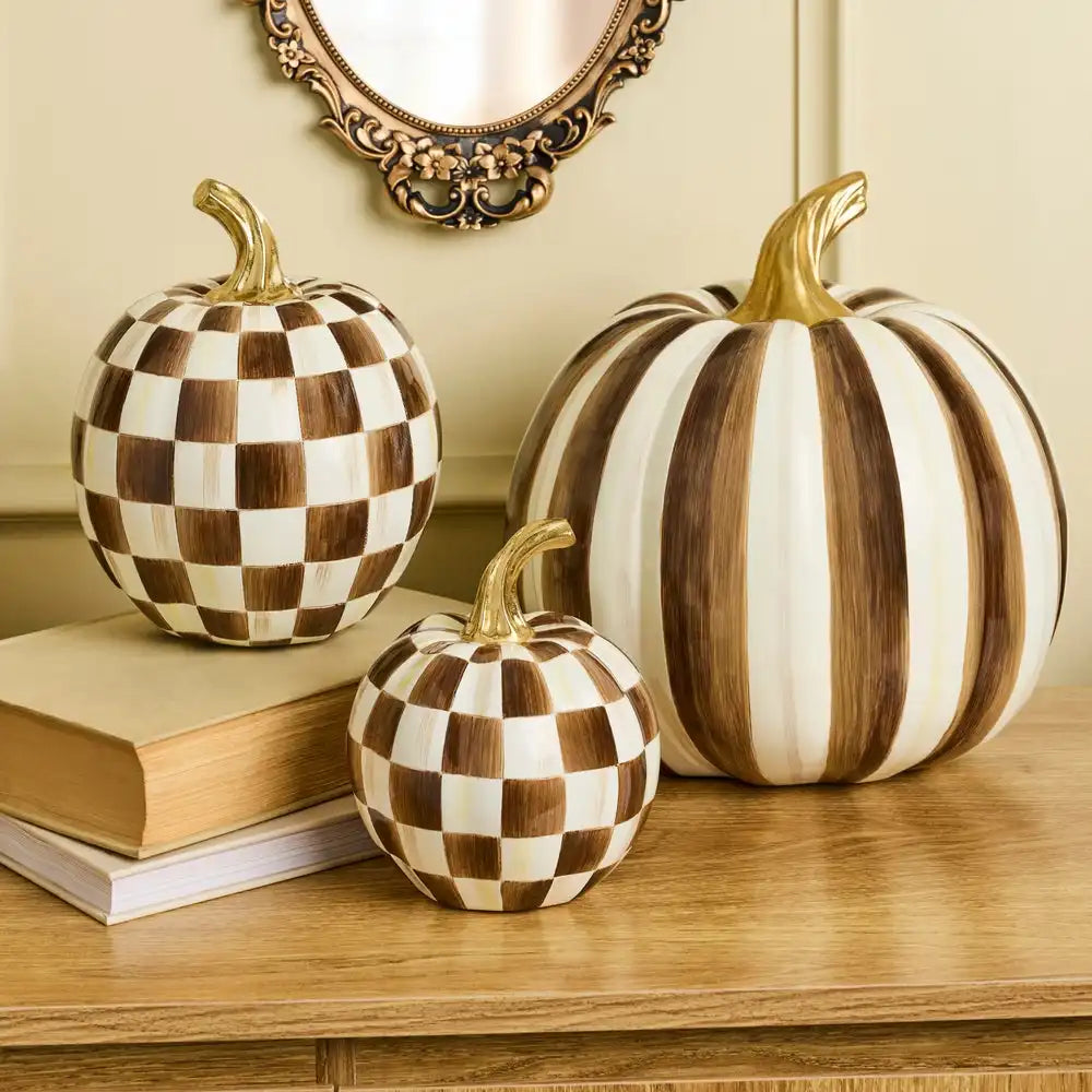 Mocha Check Mini Pumpkin