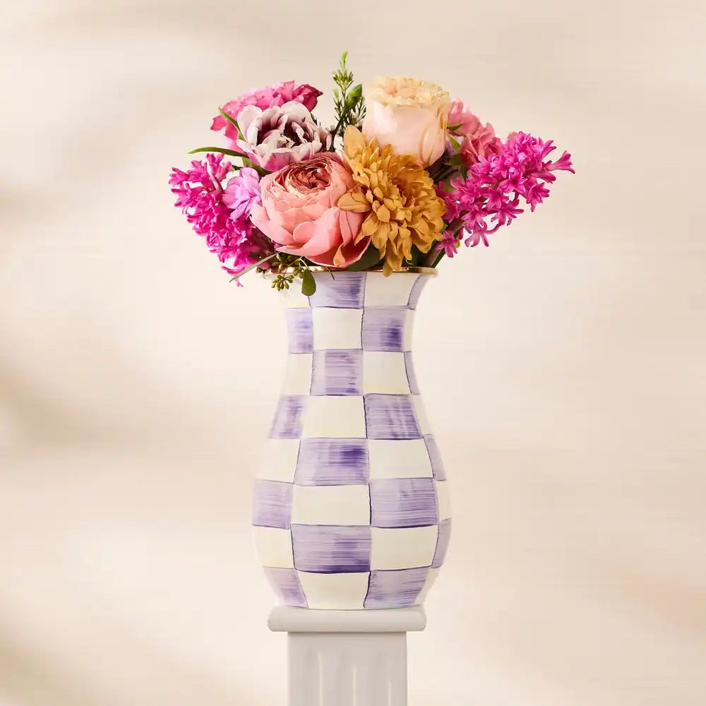 Mocha Check Tall Vase