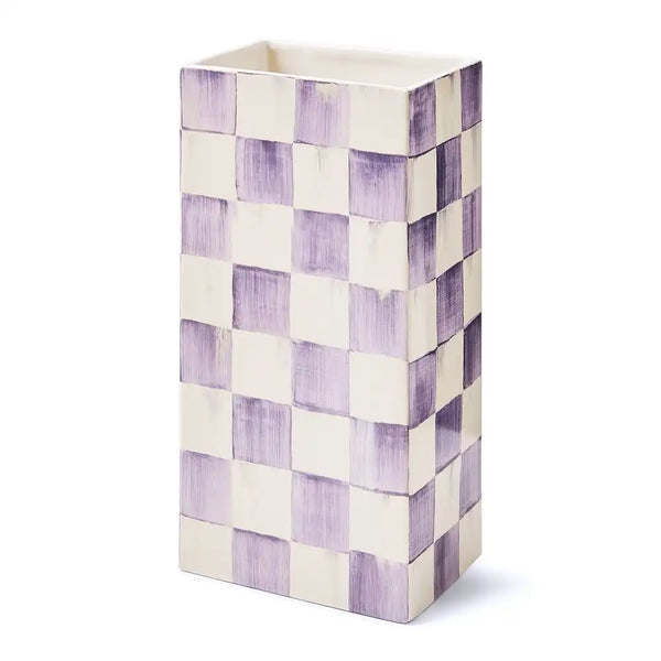 Sage Check Pillar Vase