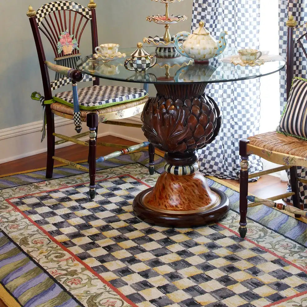 Courtly Check Purple & Green 5' Octagon Rug