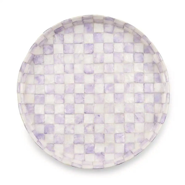 Gold Check Capiz Round Tray