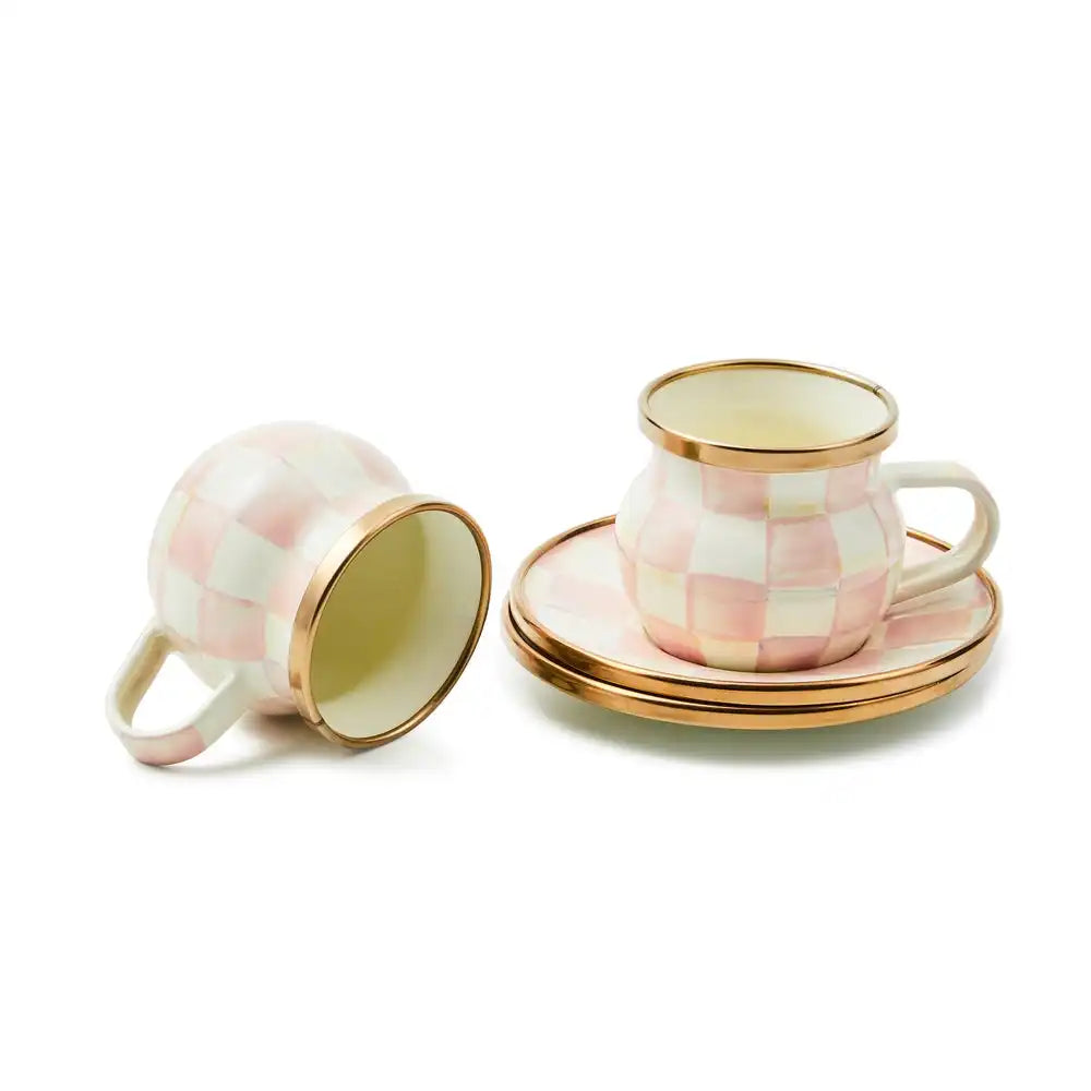Sky Check Espresso Cup & Saucer Set