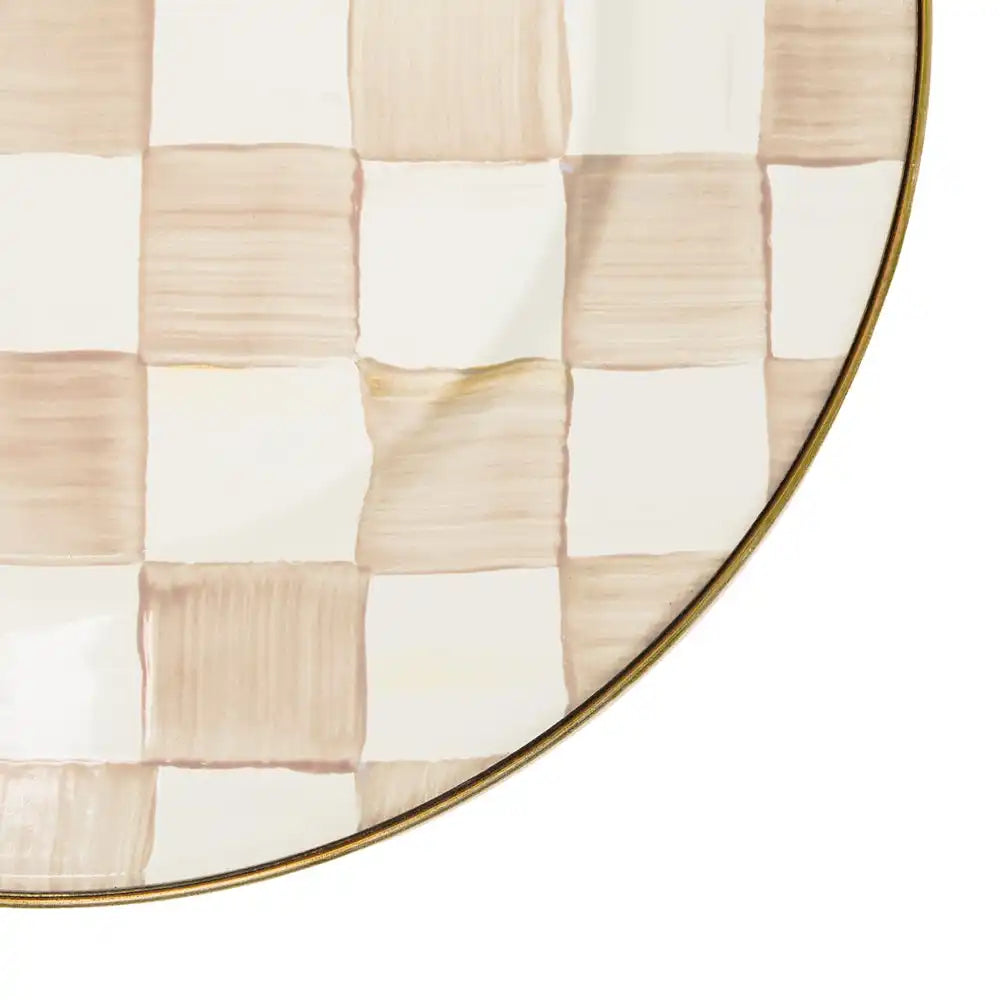 Mocha Check Dinner Plate