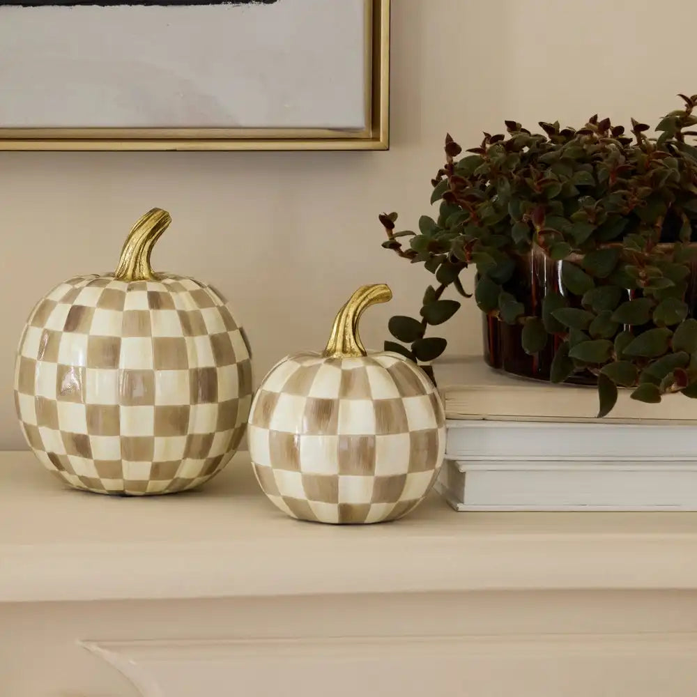 Mocha Check Mini Pumpkin