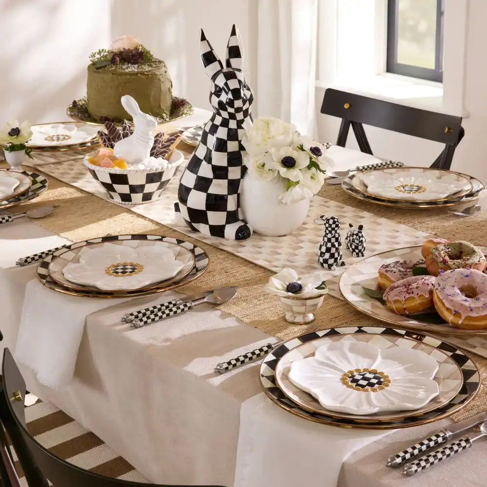 White Rabbit Ceramic Dessert Plates, Set of 4