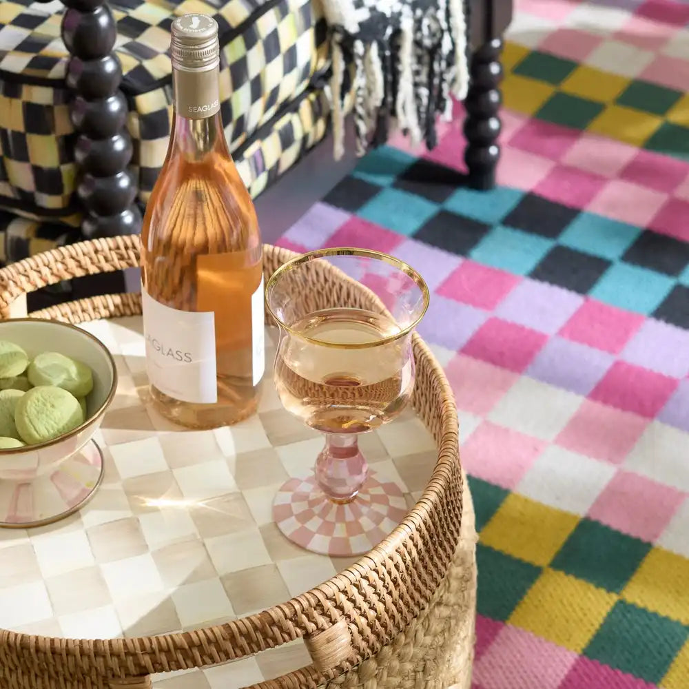 Rosy Check Tumbler Glass, Set of 2