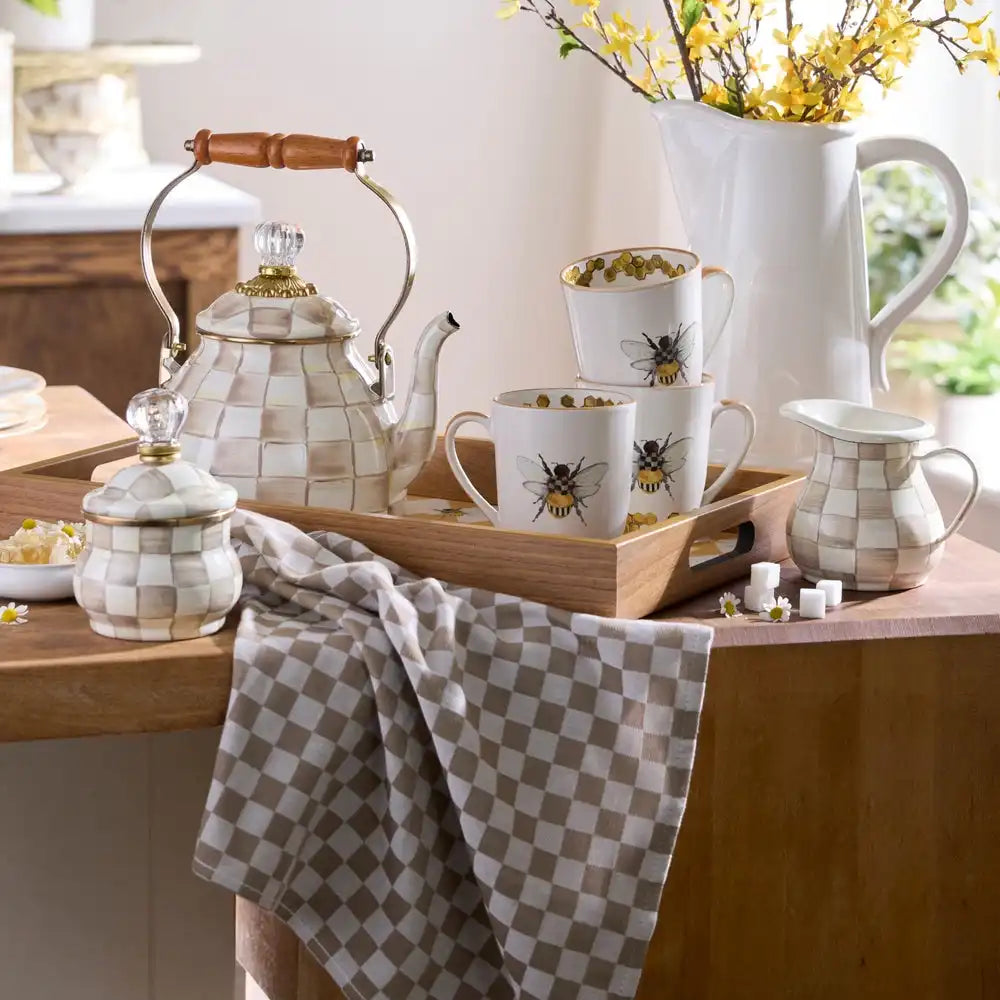 Mocha Check Lidded Sugar Bowl