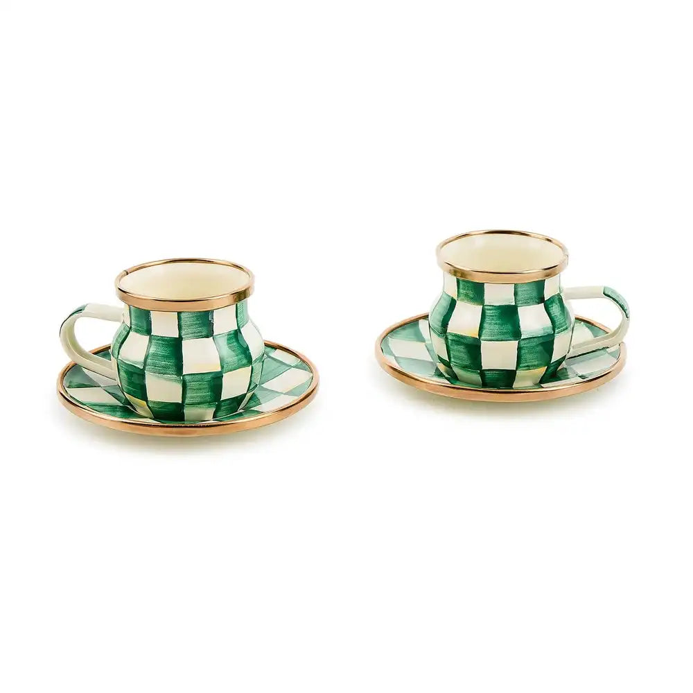 Sky Check Espresso Cup & Saucer Set