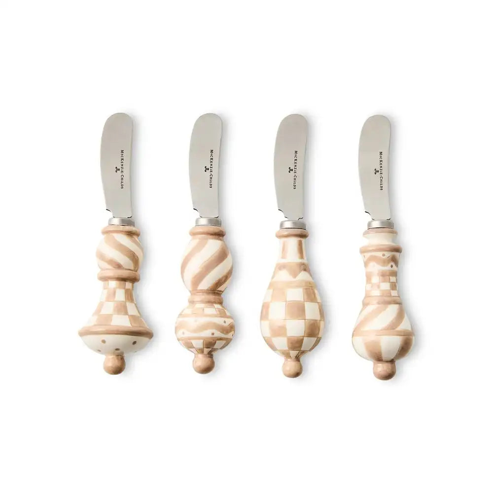 Mocha Check Party Spreaders, Set of 4 Main image