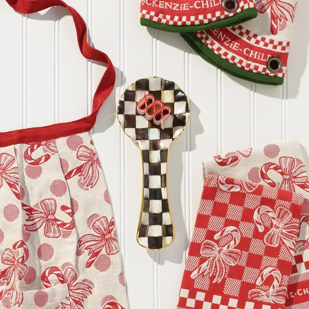 Violet Check Ceramic Spoon Rest