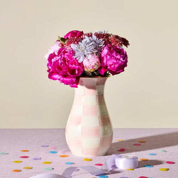Mocha Check Tall Vase