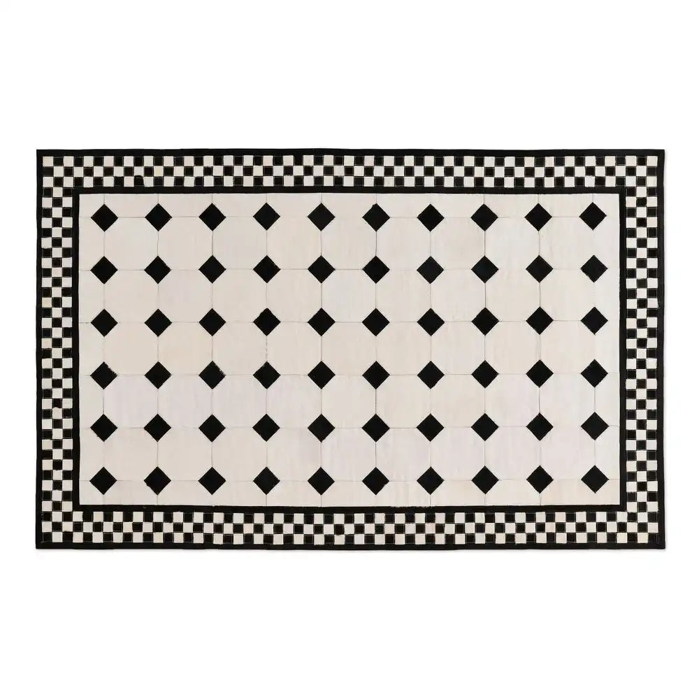 White Tile Hair on Hide 6' Round Rug